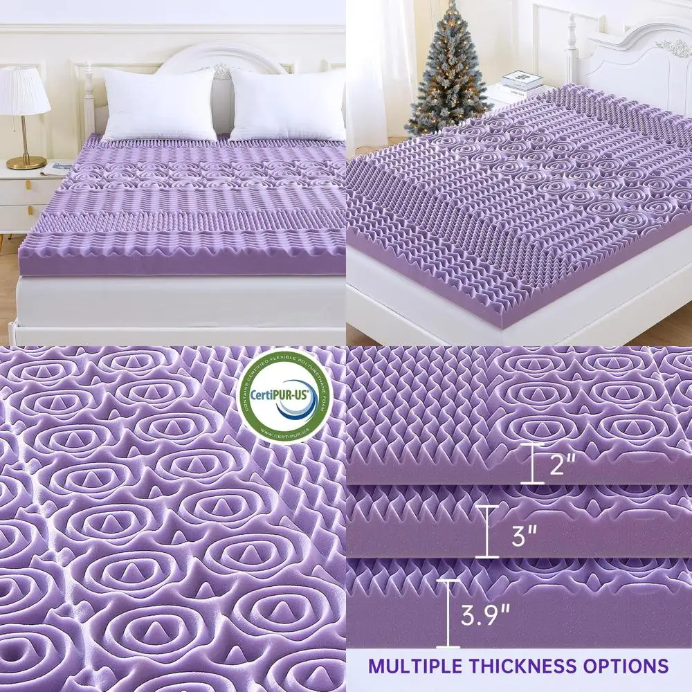 

2-дюймовый двухсторонний наматрасник на 7 зон для облегчения боли в спине, охлаждающая подставка, наполненная лавандовым гелем, сертифицированная CertiPUR-US & Oeko-