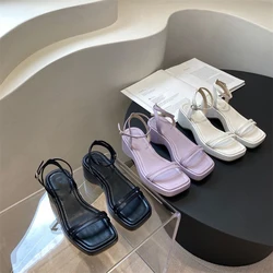 Zoccoli con tacco moda donna scarpe 2022 sandali con tacco Beige espadrillas con plateau cinturino con fibbia spessa lusso nero medio H