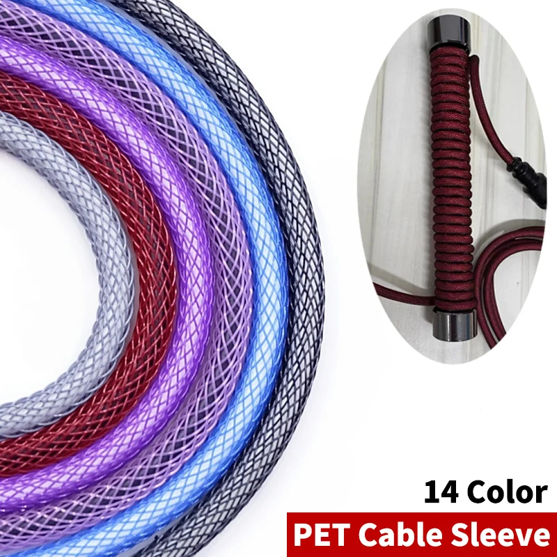 50/100M PET Expandable Cable Sleeve 3/4/6/8/10mm Polyethylene USB Data Customized Keyboard Line Cover Nylon Wire Wrap Protection