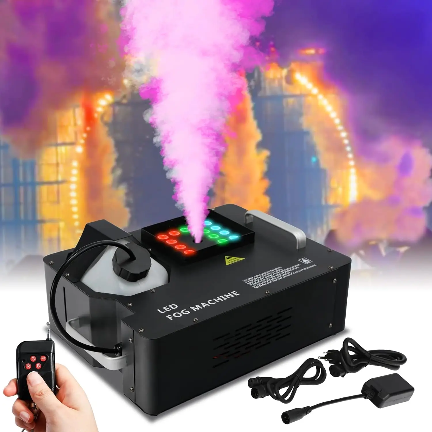 Dj Disco Fog Smoke 1500 Вт Dmx Led Беспроводной пульт дистанционного управления с эффектом распыления Вечеринка Клуб Хэллоуин Украшение Fogger Fogging Machine