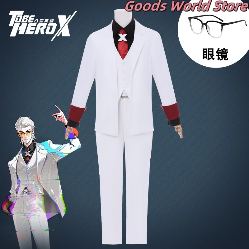 

In stock X Cosplay Costume white suit Uniform Anime Tv Men To Be Hero X Role Play Clothing Halloween Party