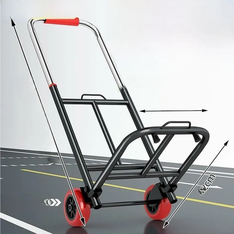 ポータブル小型棚付き手押しカート、シンプルな和風ステンレス製折りたたみ式ショッピングカート、家庭用収納に