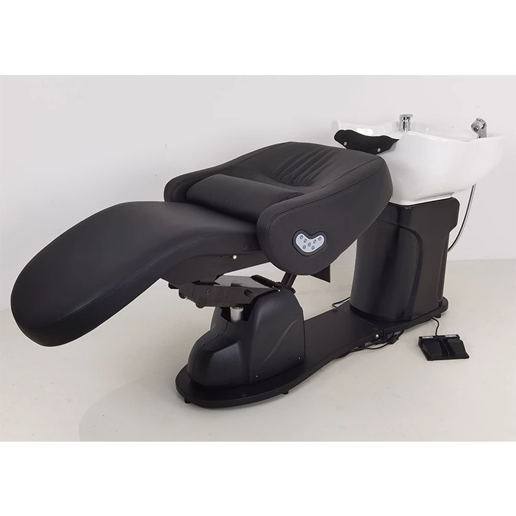 Beauty Shop Black White Electric Automatic Full Body Massage Shampoo Chair Bed With Sink For Barber Salon Spa Shop