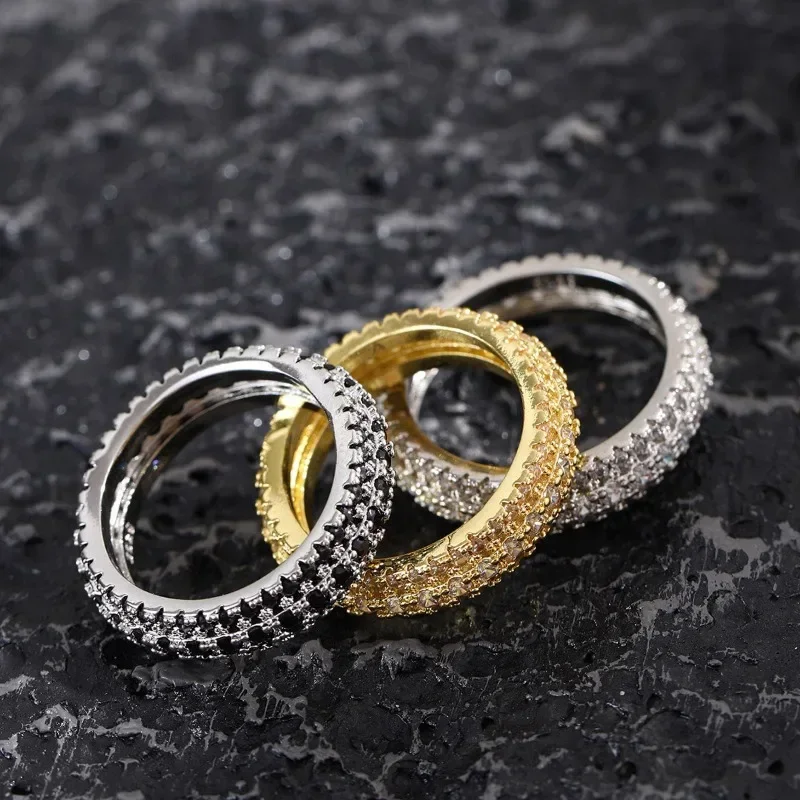 Fashion Personality Ring Trend Shining Wedding Band Rhinestone Couples Circlet Party Office Men Women Finger Hoop Jewelry Gifts