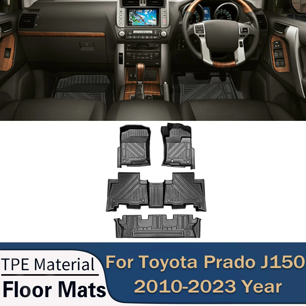 For Toyota Land Cruiser Prado J150 2010-2023 LHD RHD 7-seat Car Floor Mats All-Weather Foot Mats Pad Tray Interior Accessories