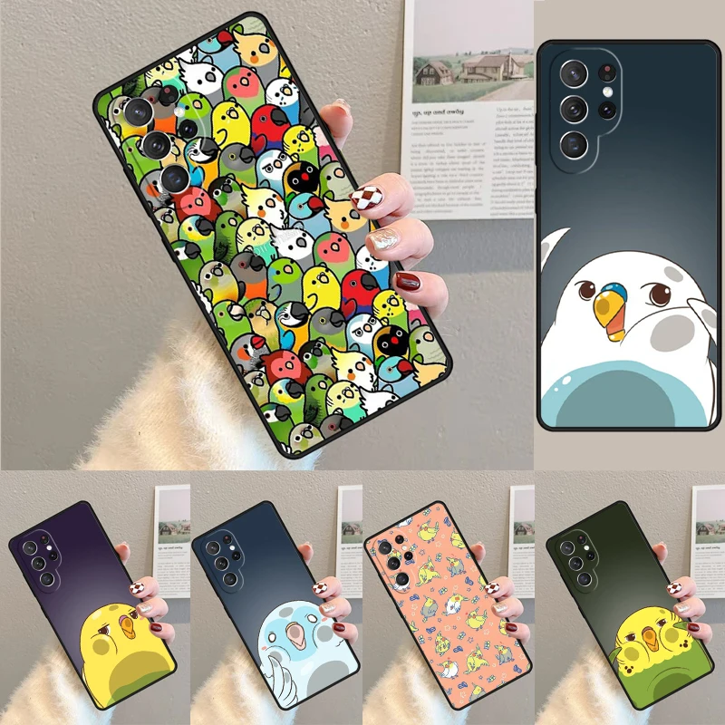 Chubby Cockatiels Parrotlets Parrot phone case Cover For Samsung Galaxy S24 Ultra S21 S22 S8 S9 S10E Note 10 Plus 20 FE S23