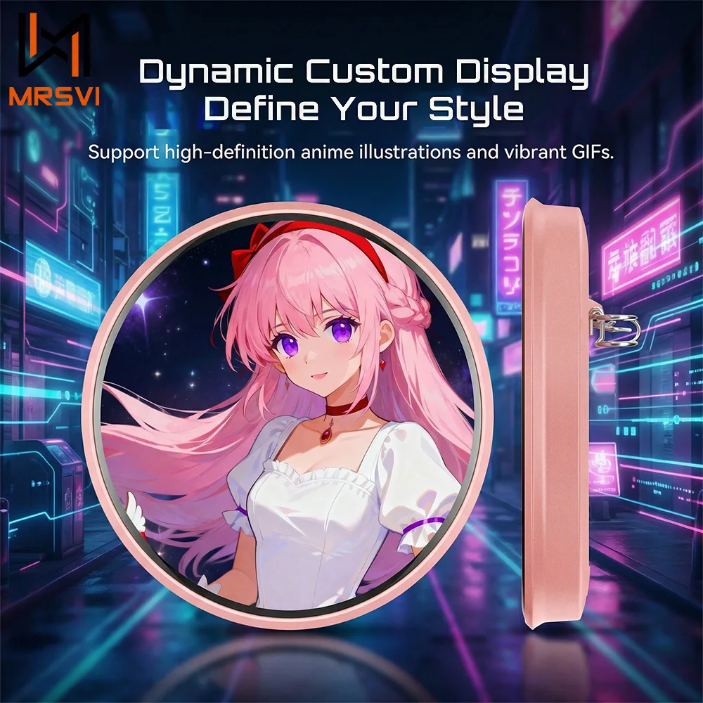 

MRSVI Anime Bluetooth Digital Badge, 1.85" Touch Screen LED, DIY Photo & Video Playback, Game Peripheral, Creative Birthday Gift