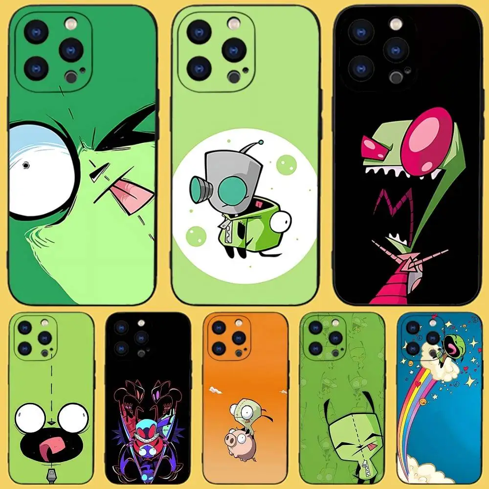 

I-Invader Z-Zim Gir Phone Case For iPhone 17,16,15,14,13,12,11,Pro,Max,Plus,X,XS,SE4,E,Mini,Soft Black Case