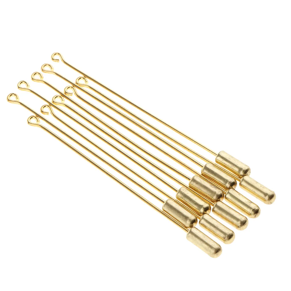 10 Pieces Needle Plug Lapel Stick Hat Scarf Hijab Brooch Boutonniere Pin gold color Tone 7.1cm Long Fashion Jewelry