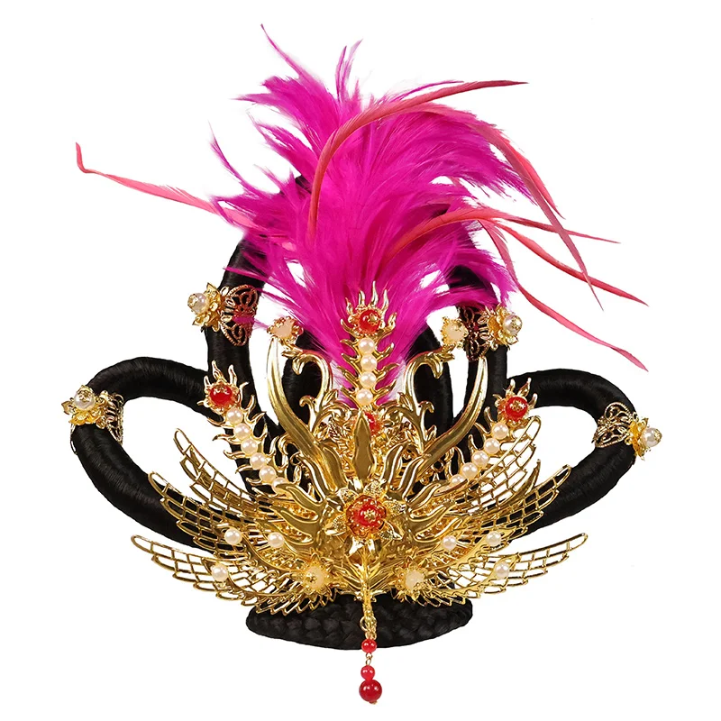 Dun Huang Feather Hair Style Integrated Retro Female Princess Headwear Flying Fairy Bun Hairstyle Accessories Hanfu Hair