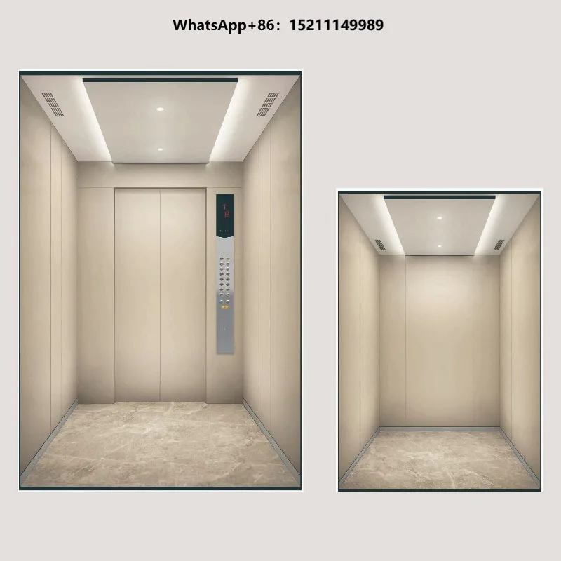 Commercial Passenger Elevators for Office Use Machine Room-less Traction Type Stainless Steel Construction G12/G15 Control