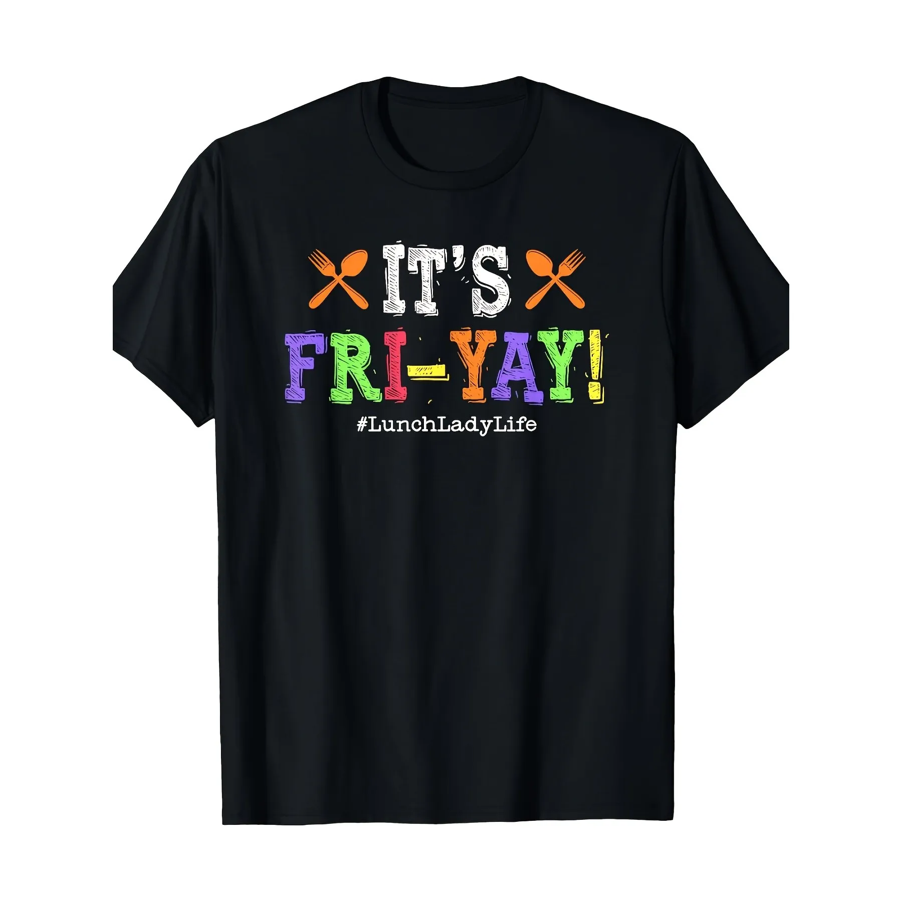 It's Fri-Yay Lunch Lady T-Shirt for Men, Short Sleeve Round Neck Casual Tee