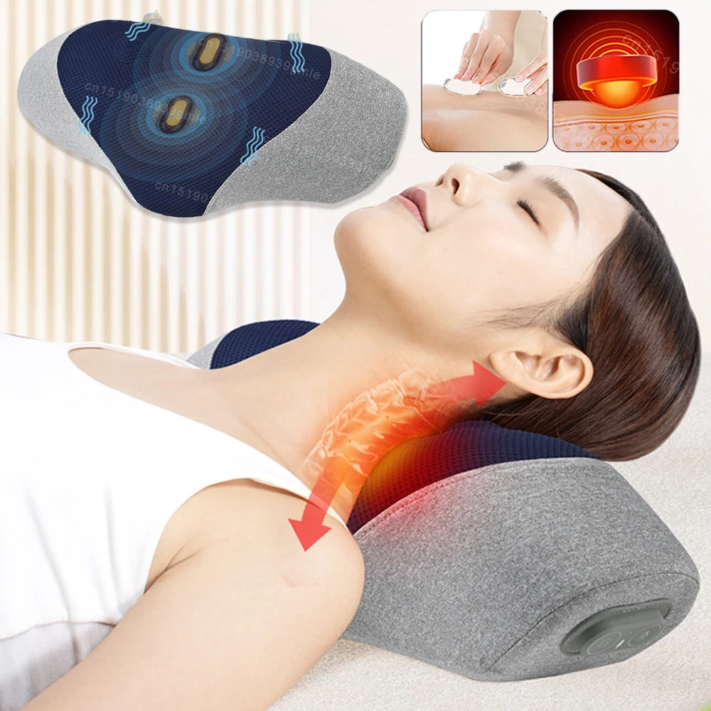 

Электрическая подушка для массажа шеи с подогревом, вибрационный массажер для шеи, плеч, шейное оттяжение, расслабление, спальная пена с эффектом памяти, поддержка позвоночника