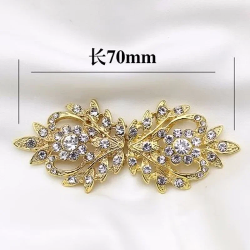 1 Pair Rhinestone Buttons Brooch Pin Bridal Wedding Party Dress Clothing Accessories Jewelry Buckle