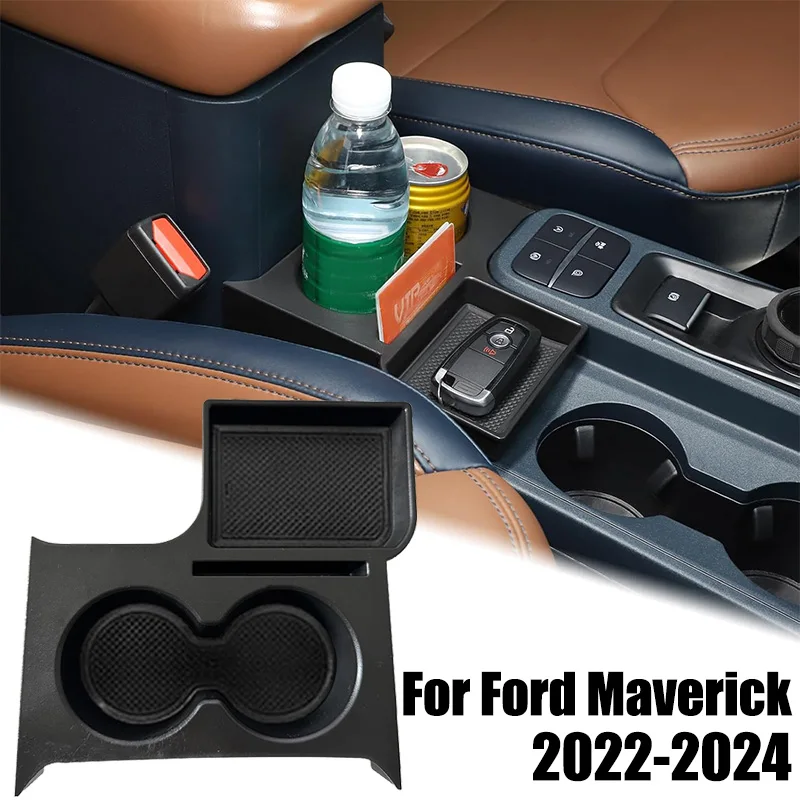 

For Ford Maverick 2022-2024 Car Center Console Dual Cup Holder Front Seat Armrest Box Water Bottle Holder Insert Organizer Tray