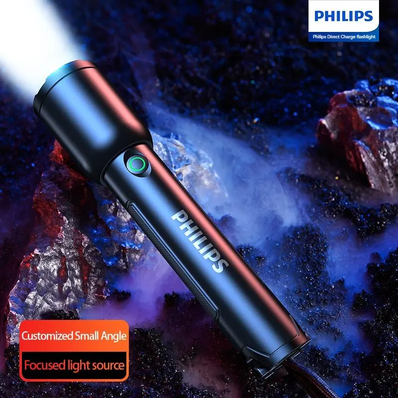 Philips 2024 New Portable Flashlight Rechargeable 4 Modes Multifuntion Portable Bright Flashlights For Camping Self Defense