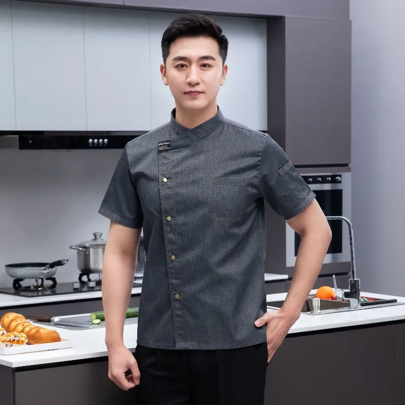 ملابس عمل رقيقة بأكمام قصيرة قابلة للتنفس للمطبخ بتصميم جديد لعام 2025 #3