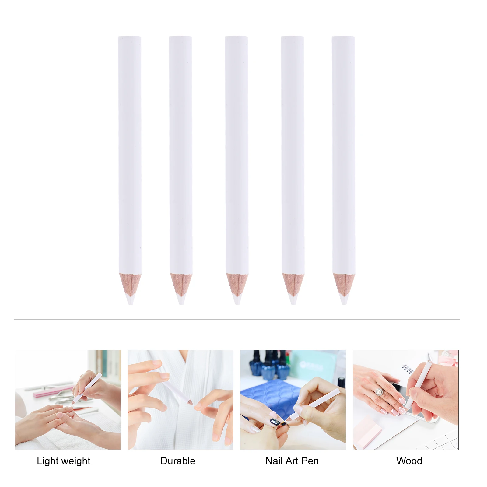 30 Pcs Absorb White Pencil Nail Whitening Gems Picking Wood Tools Pencils Dotting Nail Sticker Point Drill Pen White Pencil