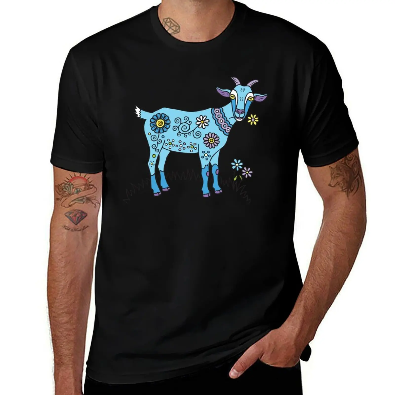 

Футболка Blue Goat, мужские футболки с рисунком аниме, футболка большого размера