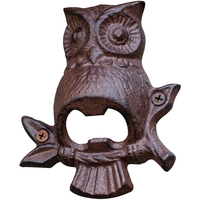 Wrought Iron Beer Bottle Opener Owl Cast Iron Ornaments Restaurants Bars Wall Hanging Animal Decoration