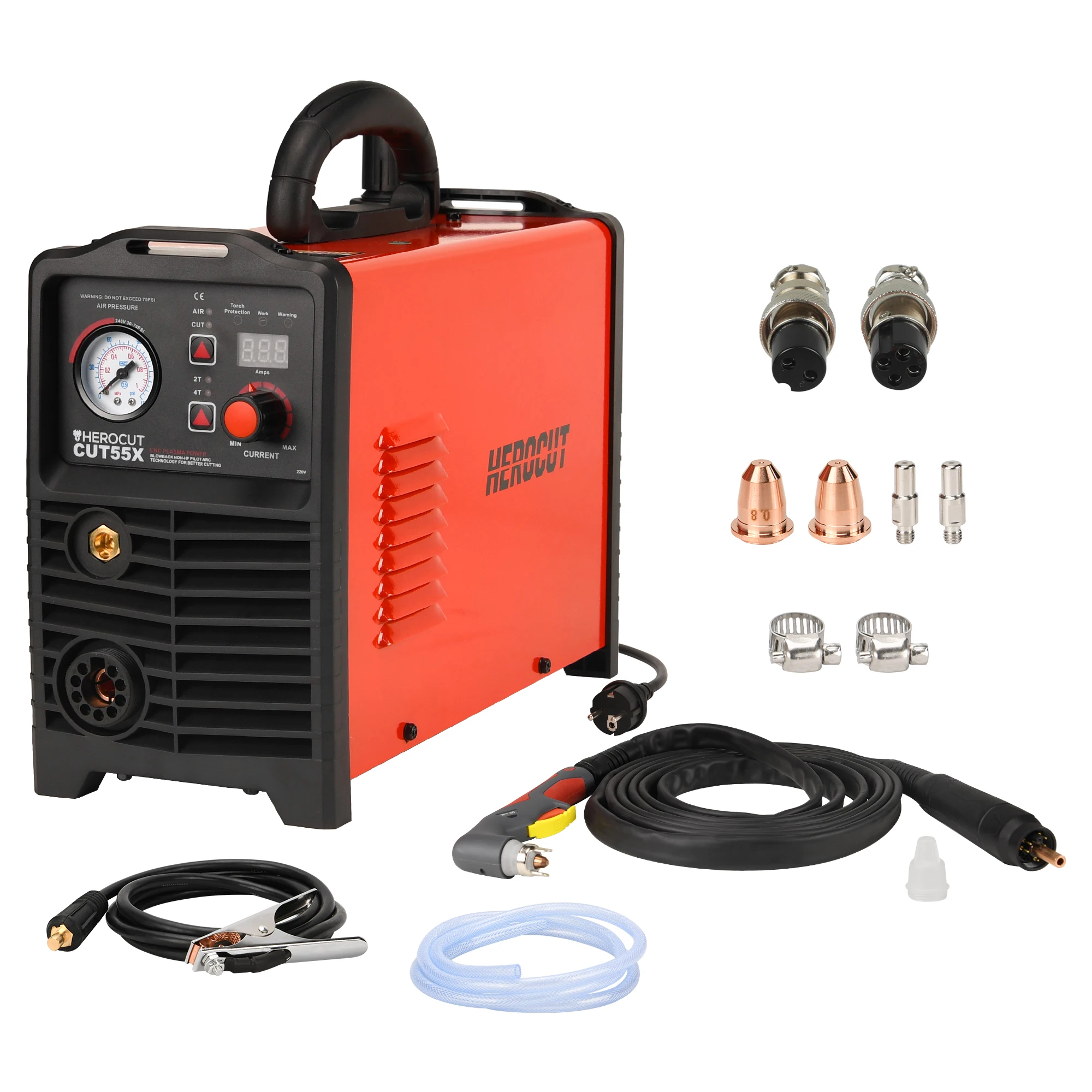 CNC Pilot Arc Plasma Cutter HeroCut CUT55X,55Amps 220V Non-HF IGBT Plasma Cutting Machine Can Work with CNC Table