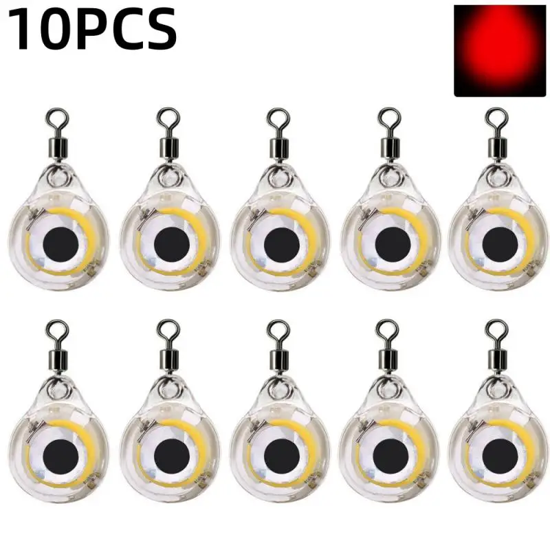 

10Pcs Mini Fishing Lure Light LED Deep Drop Underwater Eye Shape Fishing Squid Fishing Bait Luminous Lure for Attracting Fish