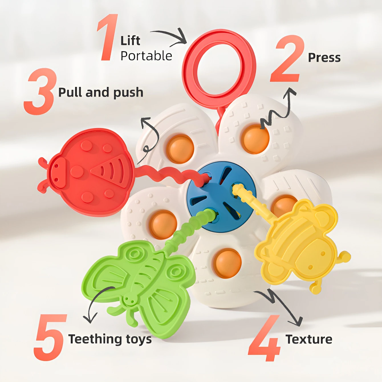 赤ちゃんのおもちゃガラガラテーブル花応援応援幼児教育インタラクティブ一口