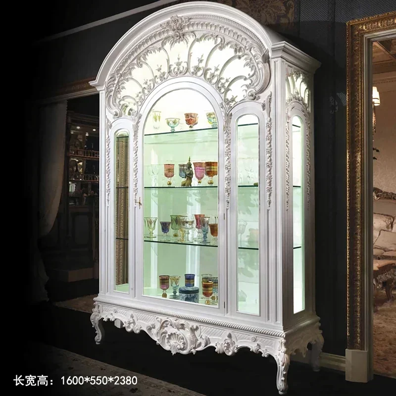 European court white solid wood single door display wine cabinet living room vault red wine cabinet luxury