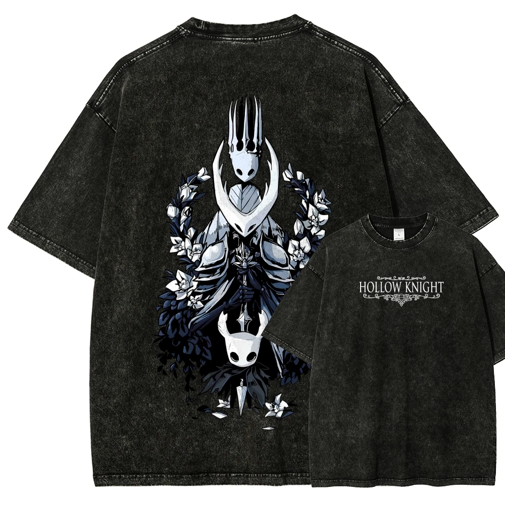 

Новая игра, периферийные устройства Hollow Knight, винтажные популярные футболки с графическим принтом для мужчин и женщин, готические свободные повседневные хлопковые футболки большого размера