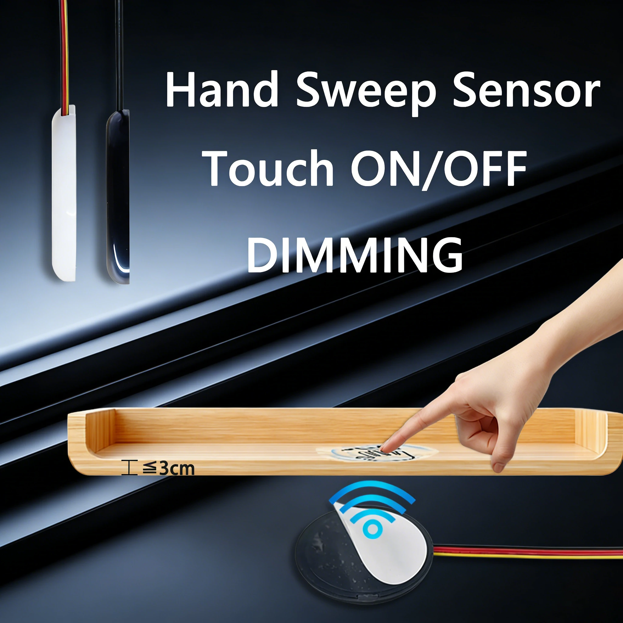 Various join12V24V Touch/Motion Sensing Dimmable Switch–Works Through 3cm Panel–Touch to On, Auto-Off–Perfect for Cabinet Lights