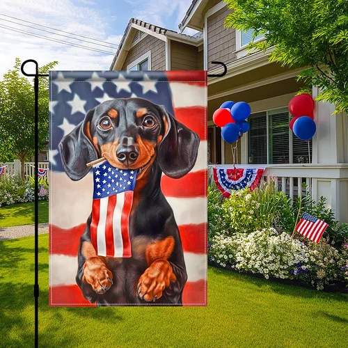 Patriotic 4Th of July Dachshund Dog Garden Flag 12X18 Inch Double Sided Cute Dog 744110749977 AAV hhz