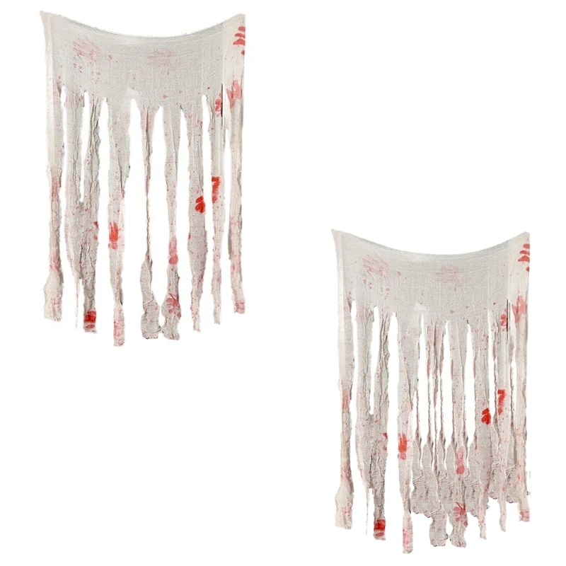 Blood Effect Halloween Door Curtain Decoration Bloodstained Gauze Door Curtains