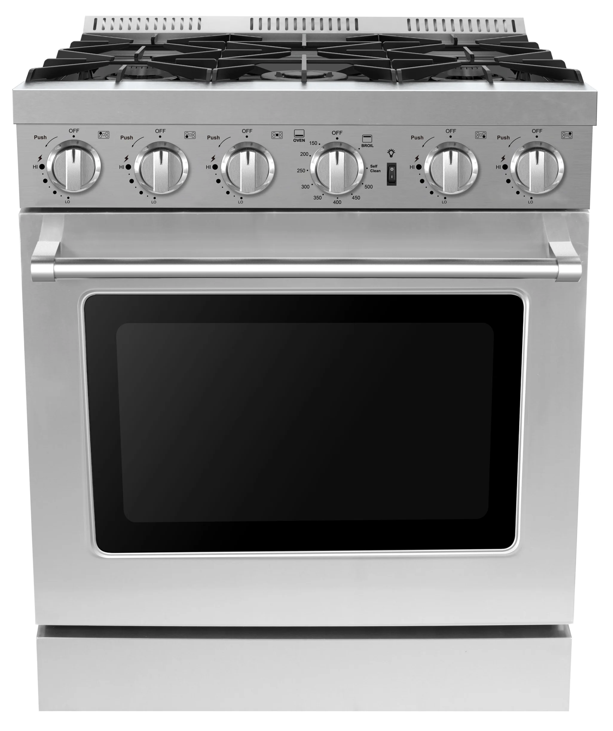 

30-Inch 5 Burner Freestanding Stove Oven Range Electric Power Source Household Application Includes Grill For Free