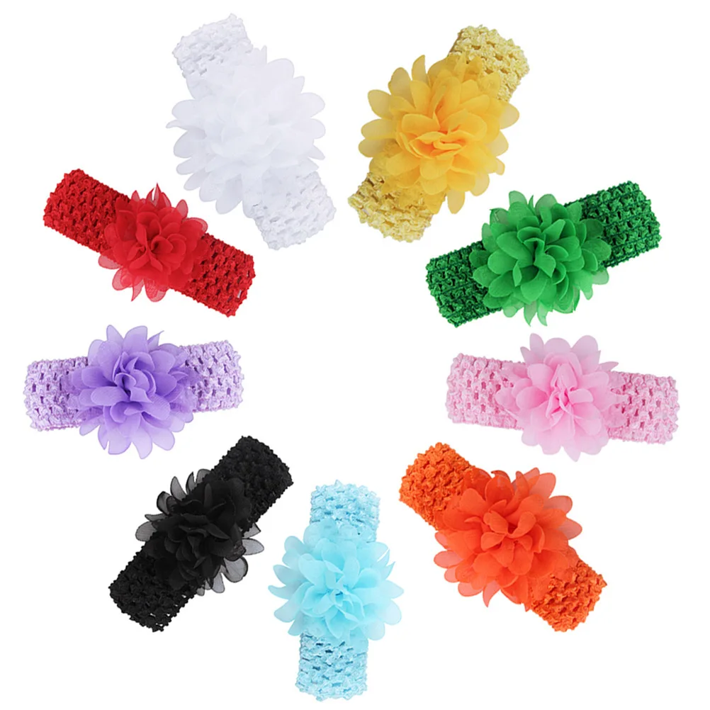 

9pcs Children Headwrap Baby Headband Solid Color Headdress Hair Bands Flower Pattern Hoop Lightweight Comfortable Party Daily