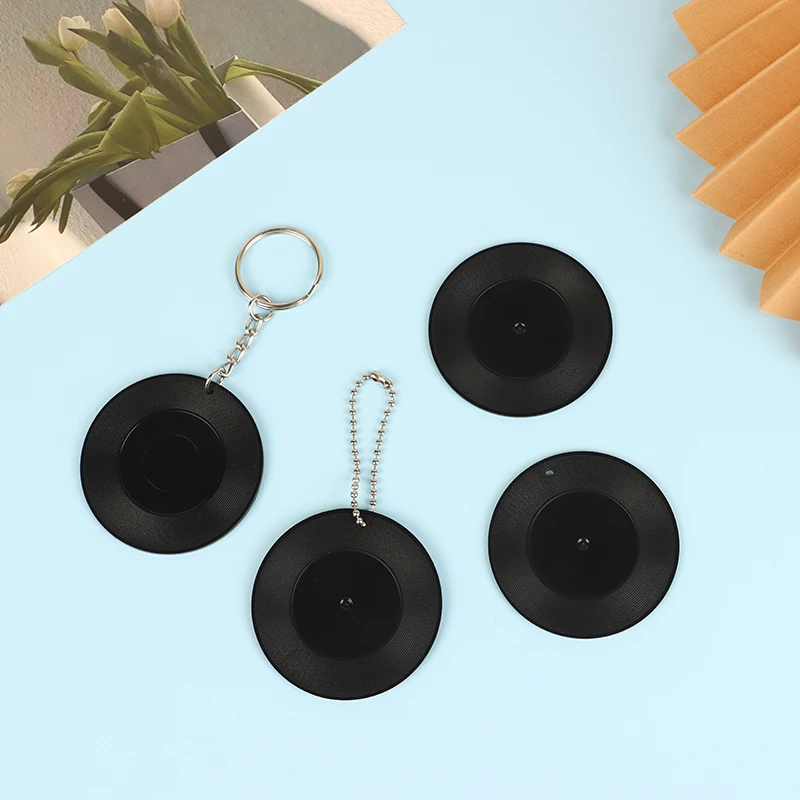 Vintage Mini Black Blank CD Keychain Retro Blank Kpop Album Keyring DIY Backpack Pendant Key Holder Accessories Girl Gifts