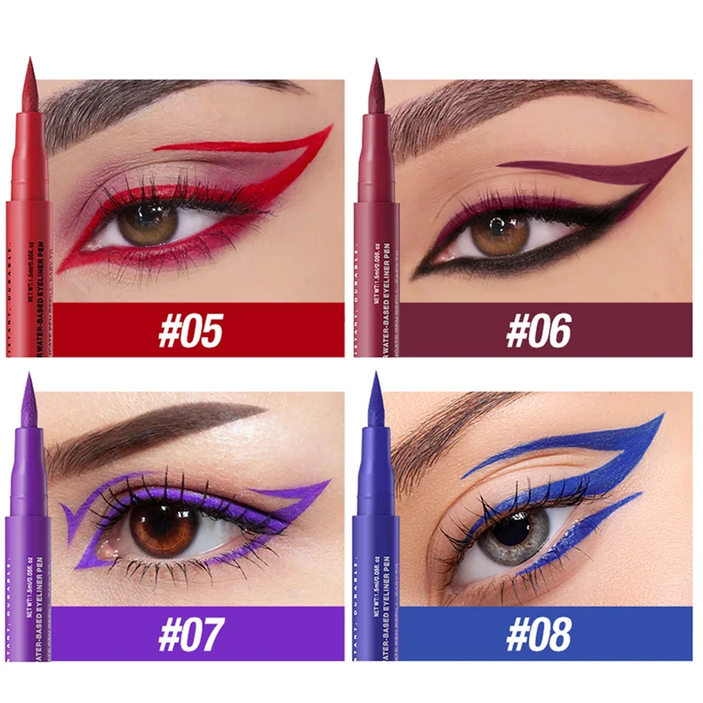12 kleuren eyeliner hoog pigment zilver parel glans & mat rokerig blauw langdurige waterdichte waterbasis schilderpen make-up