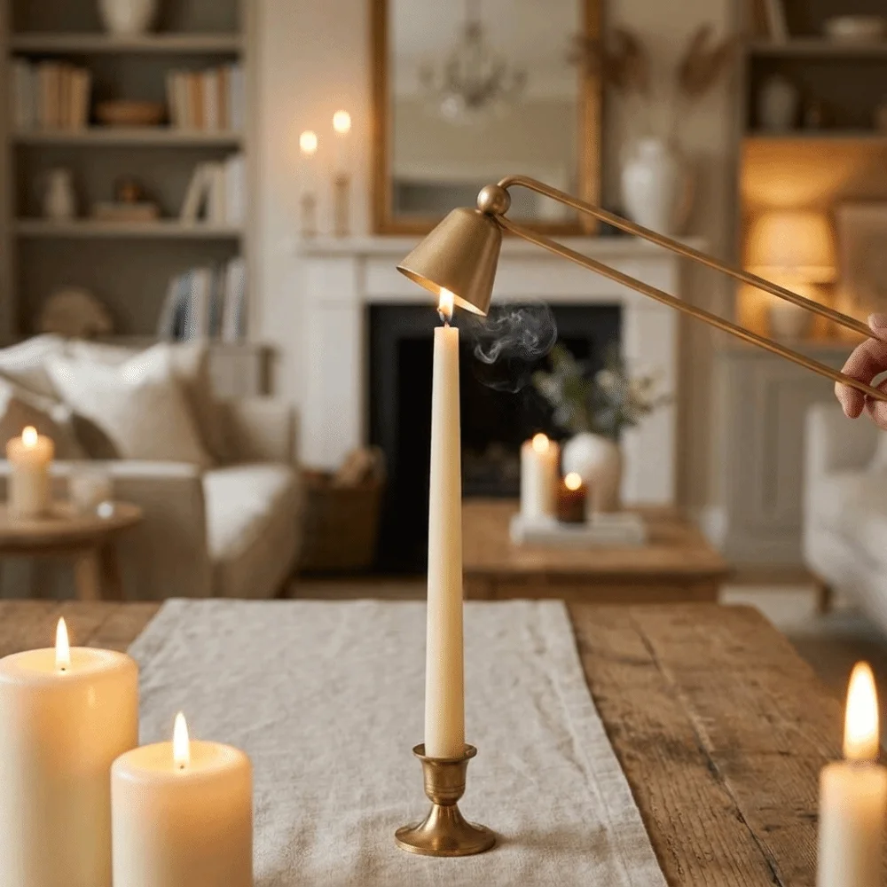 Bell Shaped Candle Snuffer Long Handle Vintage Wick Extinguisher Iron Heat Resistant Candle Flame Stopper Living Room