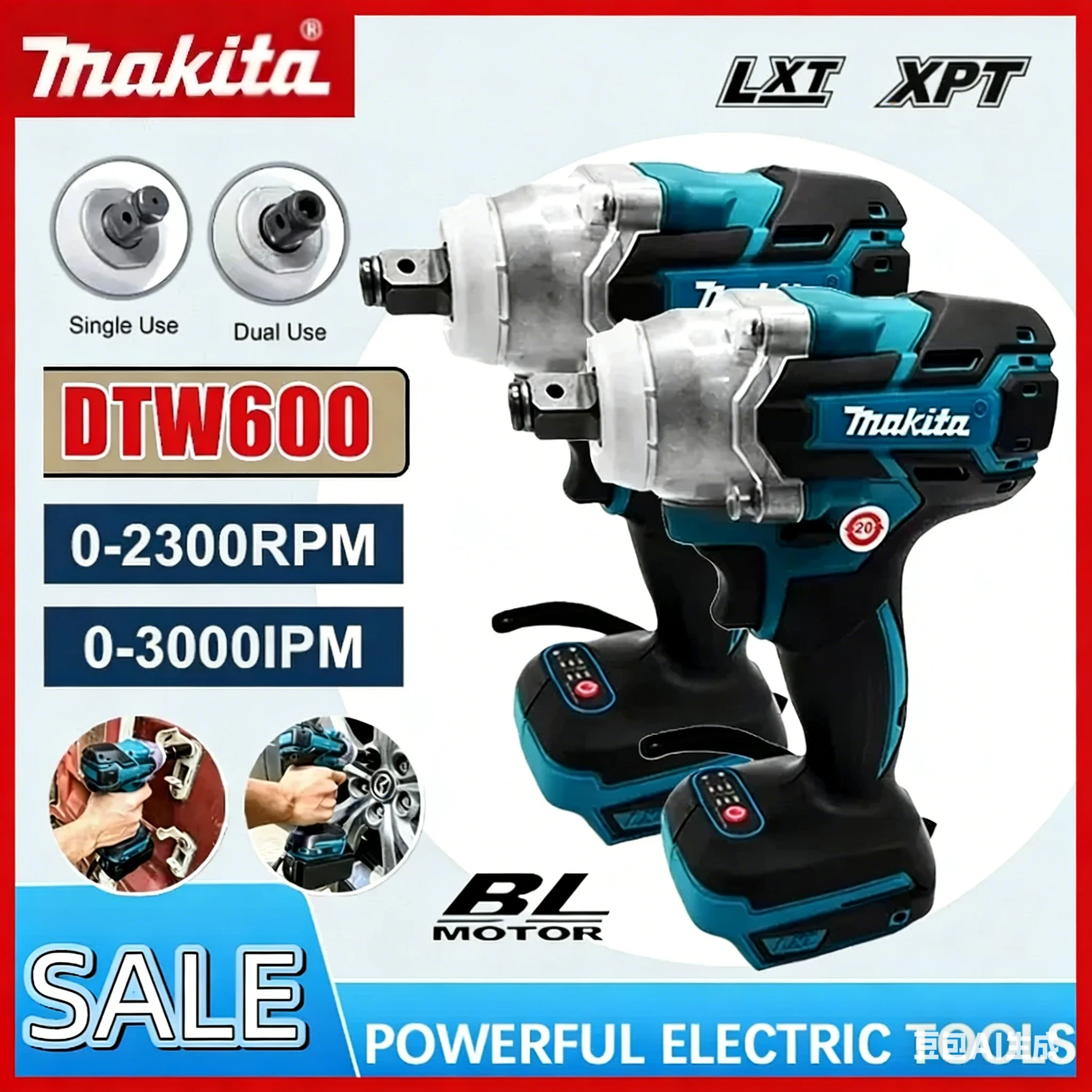 

Аккумуляторный гайковерт Makita DTW600 3100IPM 18В, 1/2 дюйма, бесщеточный, перезаряжаемый, электрический шуруповерт, инструмент для обслуживания автомобилей