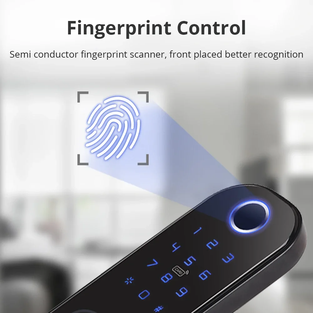 Tuya WiFi Smart Lock Double Side Fingerprint Security Door Lock Wireless and Biometric Locks Encryption with Keys