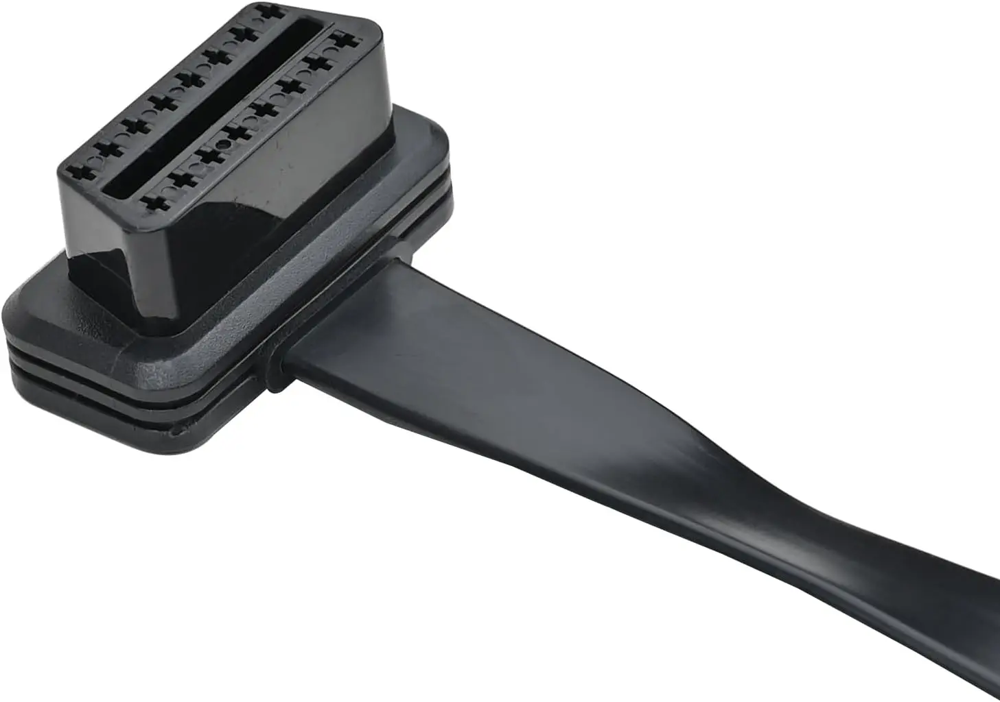 Right Angle OBD II 16 Pin Splitter Extension Cable Low Profile Ribbon Slim Extender Cord Adapter 60cm/2FT 24