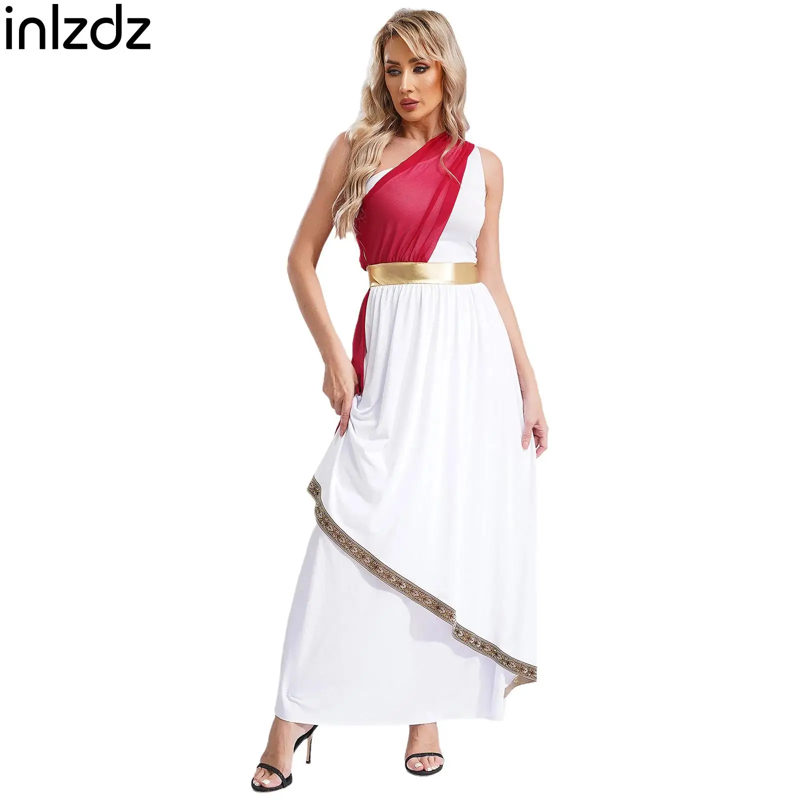 

Women's Ancient Greek Praise Dance Dress Chiffon Overlay Vintage Trim Tunic Dress for Carnivals Halloween Party Cosplay Costume