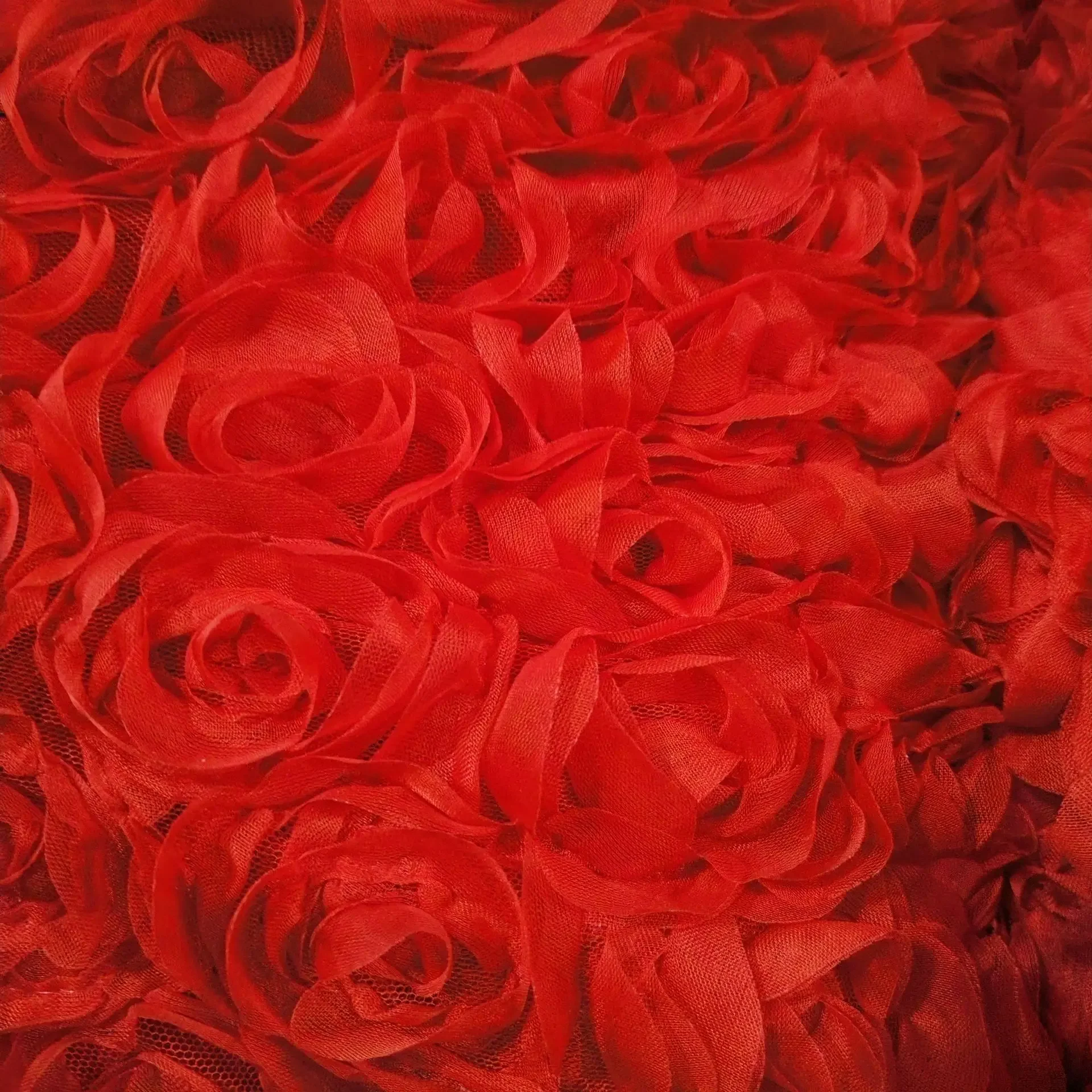 3D Large Rose Embroidered Mesh Fabric Wedding Dress Stage Wear DIY Sewing Designer Fabric