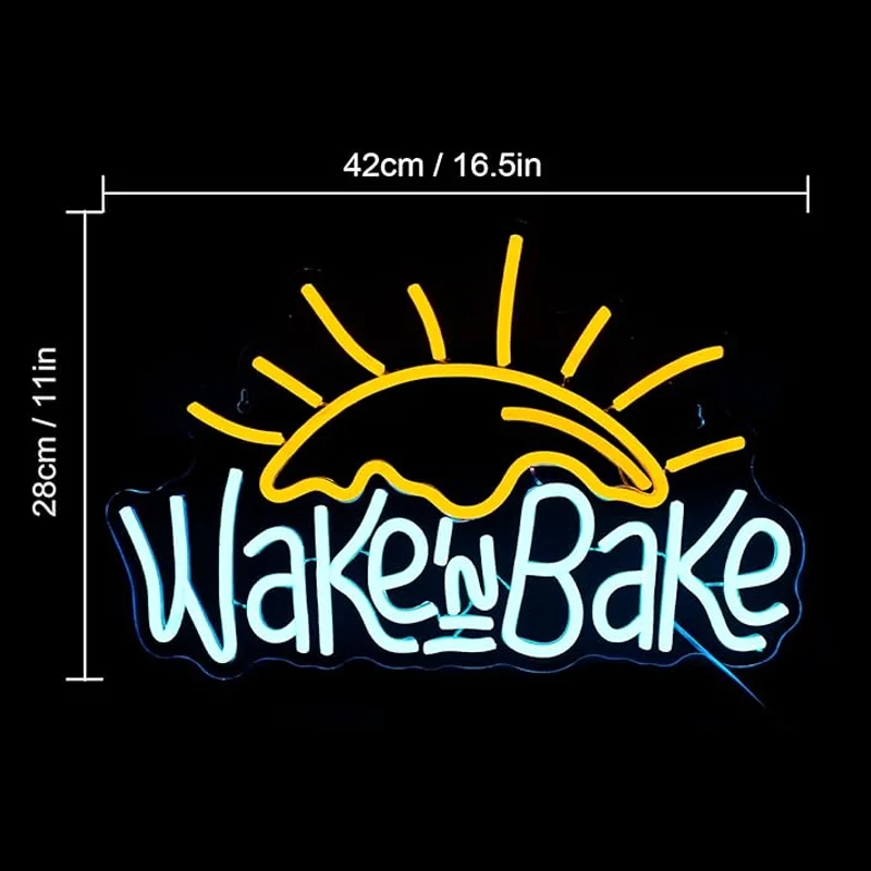 Wake in Bake Neon Signs LED Light for Wall Decor Neon Light Bakeing Home Kitchen Cake Bread Baking Shops Cafes Birthday Party