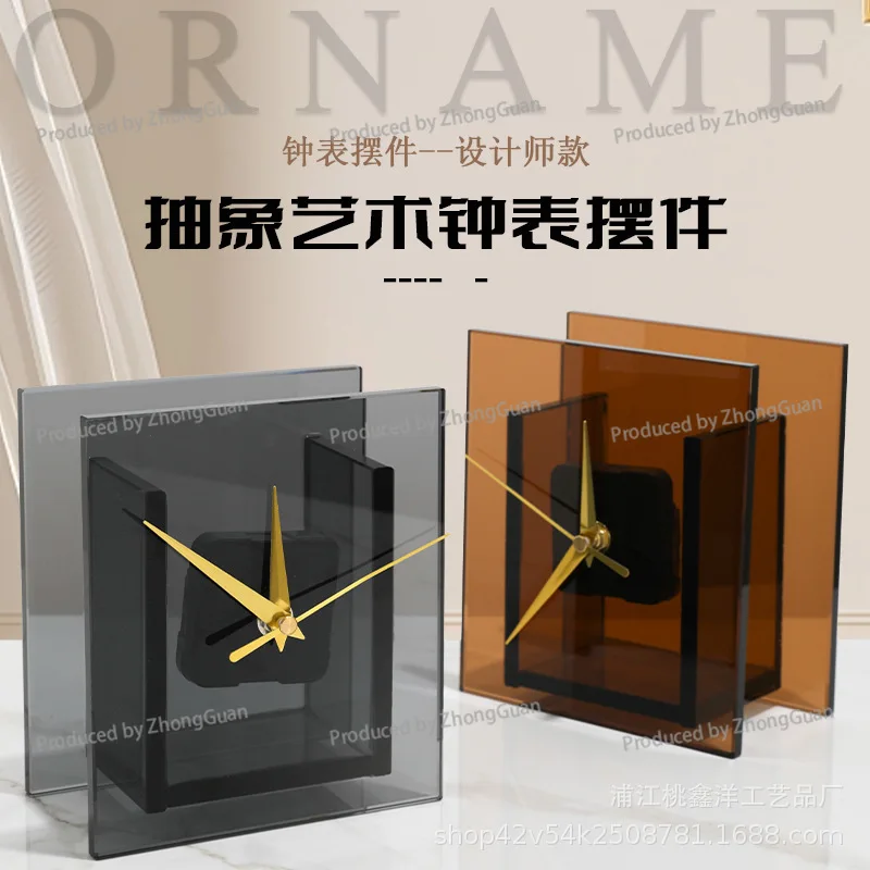 Modern Abstract Art Clock Crystal Ornament - Perfect for Show Homes, Sales Centers, Living Rooms, B&bs, Lobbies, and Hotels