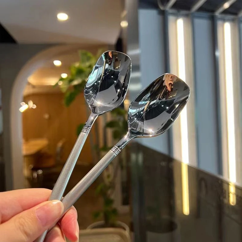 Stainless Steel Thickening Spoon Creative Long Handle Hotel Hot Pot Spoon Soup Ladle Tableware Home Kitchen Essential Tools