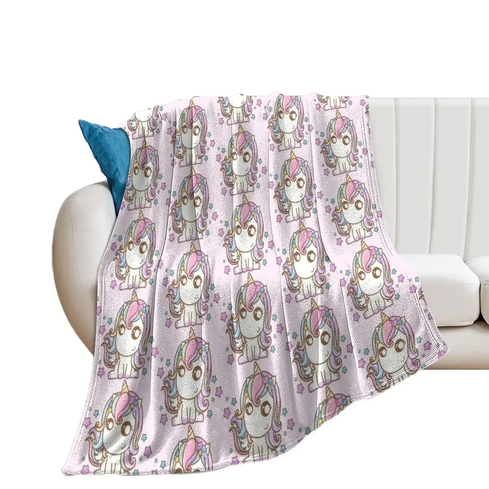 

Kawaii Unicorn Rainbow Twinkle Stars Throw Blanket Designers For Sofa Thin Kid'S Fashion Sofas Blankets