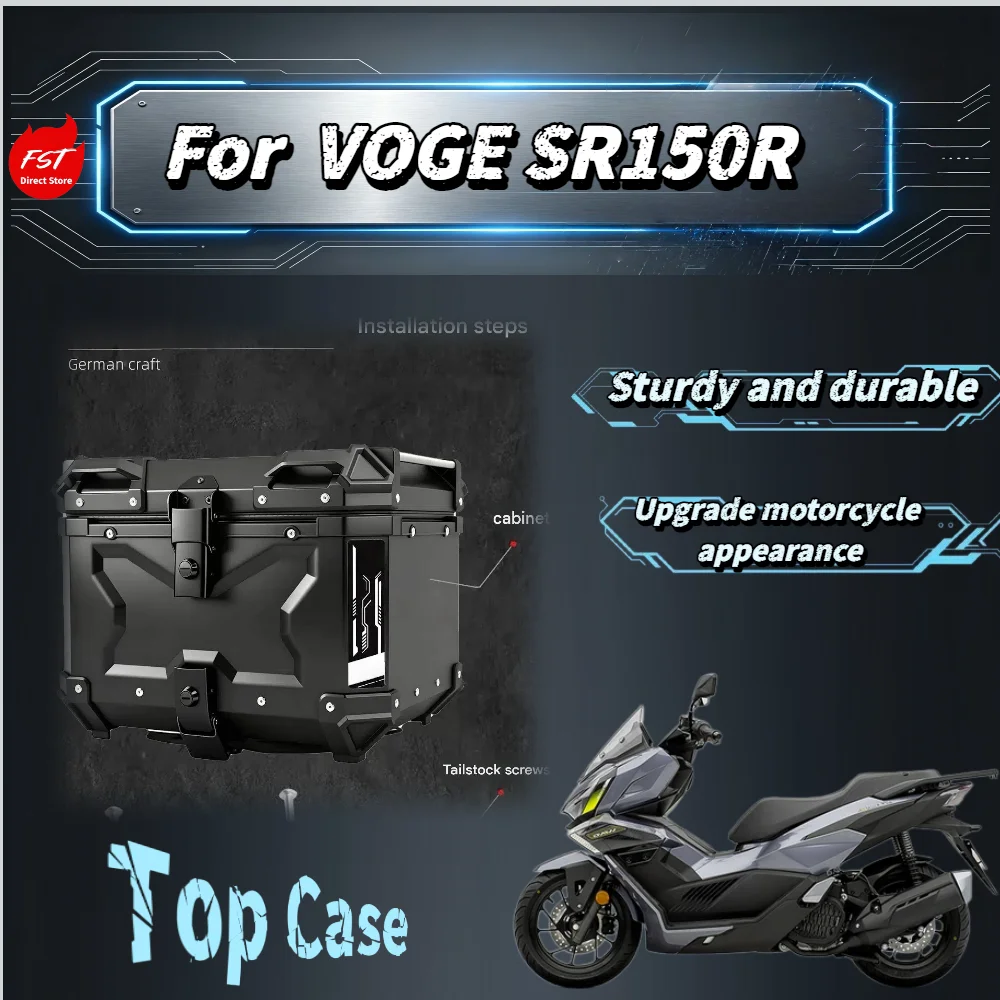 For VOGE SR150R 45L Aluminum Rear Top Case Waterproof Luggage Box For Helmet Storage Scooter Mod Accessories