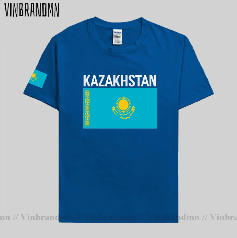 Kazakhstan Mens T shirt Jerseys Nation Team Tshirt Pure Cotton T-shirt Kazakh Clothing New Tops Tees Country Flag KZ Kazakhstani