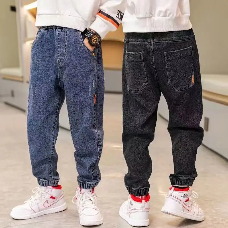 2026 New Boys Jeans Spring Autumn Casual Loose Long Pants Streetwear Style Kids Denim Trousers Children Fashion Clothing