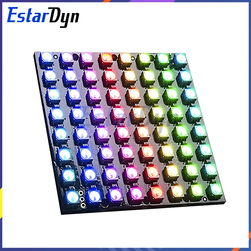 8x8 WS2812 LED Matrix Panel 64 RGB Pixels 5050 SMD, Programmable Addressable for Arduino/ESP32, High Brightness DIY Decor/Signs